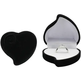 AfitLulu Samt Ring Box Luxus Gepflückt Ringbox Hochzeit Herzförmig Ring Aufbewahrung Klein Verlobungsring Box, Schmuckkästchen Ringhalter für Hochzeiten, Verlobung, Vorschläge (Schwarz)