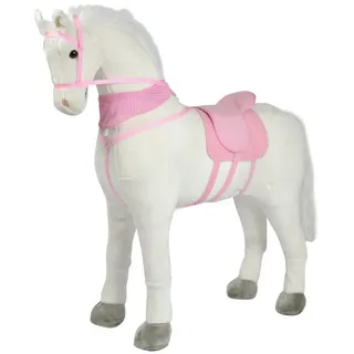 Pink Papaya Stehpferd Giant XXL 125 cm Kinder Stehpferd zum Reiten Plüschpferd, Fast lebensgroßes Spielpferd mit Sounds bis 100kg belastbar weiß