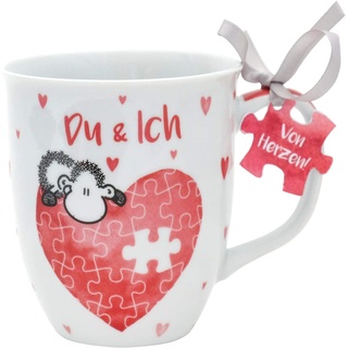 Sheepworld Tasse „Du & Ich“ | Tasse für Kaffee und Tee. Tasse mit Spruch, perfekt als Geschenkidee zum Valentinstag | Porzellan Kaffeetasse | Herztasse | 45321