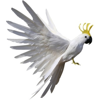 Milageto Künstliche Vögel, Fliegender Papagei, Vogel, Gartenvögel, Figur, Dekoration, Ornamente, 15,7 Zoll Weiß