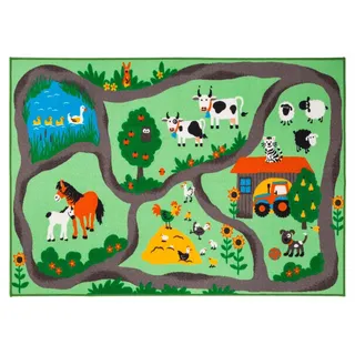 Luxor-Reinkemeier Kinderteppich FARMY, 80 x 150 cm - Grün Polyester - Bauernhof-Motiv