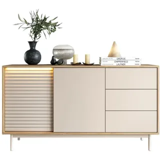 Compleo Kommode im skandinavischen Stil, Kommode mit 3 Schubladen LAMI beige