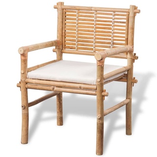 3-tlg. Bistro-Set Garten-Möbel Garten-Set | Balkonset Gartenset Sitzgruppe mit Auflagen Bambus |5314