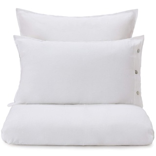 URBANARA Bettdeckenbezug Bellvis – 200cm x 200cm, Weiß, 100% europäisches Leinen – Leinenbettwäsche, Sommerbettwäsche