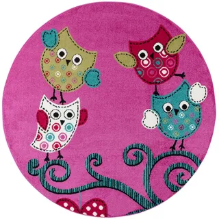 KADIMA DESIGN Kinderteppich Waschbar Eule TASNA Strapazierfähig OEKO-TEX | Gr.: 160cm rund