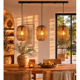 Vintagehaus Hängeleuchte Scandi Hängelampe Rattan Ibiza 3er