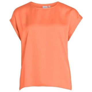 Vila T-Shirt Satin Blusen T-Shirt Kurzarm Basic Top Glänzend VIELLETTE 4599 in Neon Orange M (38)ARIZONAS