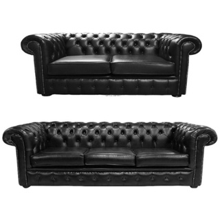 JVmoebel Chesterfield-Sofa, Chesterfield 3+2 Sitzer Garnitur Sofa Couch schwarz