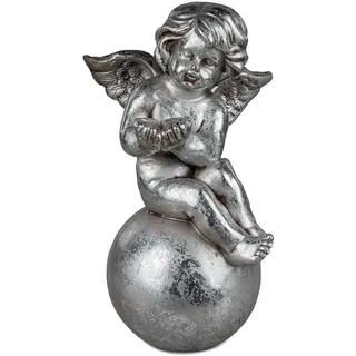 Engel auf Kugel 47 cm Antik-Silber Dekofigur formano 785909 Weihnachtsdeko