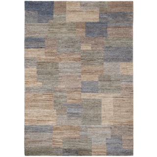 Cazaris Wollteppich, Gelb, Textil, Karo, rechteckig, 70x140 cm, für Fußbodenheizung geeignet, Teppiche & Böden, Teppiche, Naturteppiche