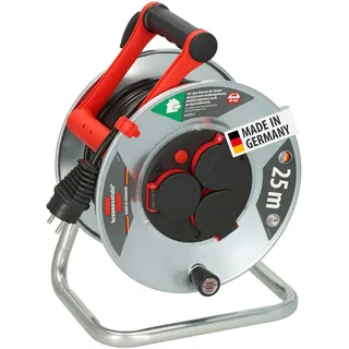 Brennenstuhl Garant S V2 IP44 Kabeltrommel 25m outdoor (Made in Germany, 3 Schutzkontakt-Steckdosen, Überhitzungsschutz, Stahlblech)