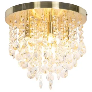 QAZQA - Art Deco Klassische Deckenleuchte I Deckenlampe I Lampe I Leuchte Gold I Messing mit Glas - Medusa I Wohnzimmer I Schlafzimmer - Rund - LED...