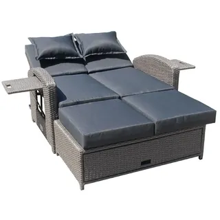 Lomadox Gartenliege GARDA-120, Gartensofa inkl. Auflagen, Polyrattan in grau, ca. 117x93x130 cm grau