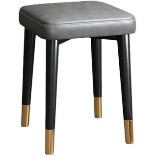 Balama Hocker Metall Schwarz & Grau & Gold stapelbar gepolstert 45 x 31 x 31cm mit verstellbarem Bodengleiter und robustem Kunstleder