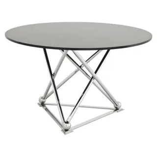 Casa Padrino Designer Luxus Esstisch rund aus poliertem Edelstahl und schwarzem Glas, Durchmesser 130 x H. 75 cm - Schwarz/Silber