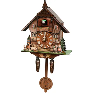 Kuckucksuhr Schwarzwald Kuckucksuhren - | Stündlicher Ruf (7-21 Uhr) | Mit authentischem Kuckucksruf - Ideal für Wohnzimmer, Schlafzimmer, Küche sowie Restaurant, Café & Hotel - Dekorative Uhr