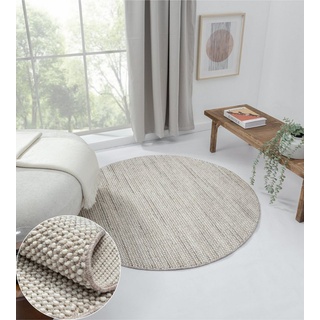 Teppich MY-RUG Divya Sisal-Optik 120x120cm, Wohnando, rund, Höhe: 12 mm, Uni Farben, meliert, auch in rechteckig erhältlich grau