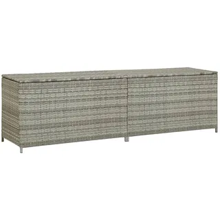 IKAYAA Gartenbox Rattan Auflagenbox XXL Gartenbox XXL Garten Auflagenbox Kissenbox Gerätebox Gartentruhe-200 x 50 x 60 cm Grau