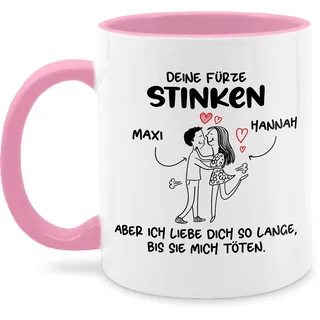 Tasse Tassen 325ml - Partner Freund & Freundin - Deine Fürze stinken I Paar Geschenke Pärchen Valentinstag - 325 ml - Rosa - tee partnertassen liebeserklärung furz kaffeetasse personalisierte