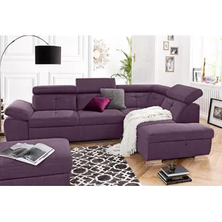 exxpo - sofa fashion "Spring, super bequem und komfortabel mit Armteil- und Kopfteilfunktion", lila (hortensia), B:274cm H:81cm T:206cm, NaturLEDER (echtes Rindsleder) in Sitz und Rücken.