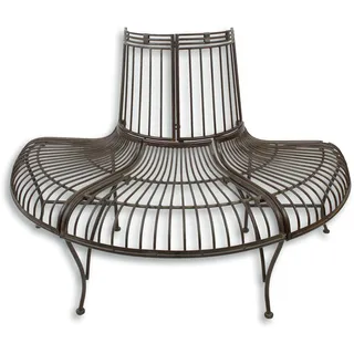 Decoratie Bank Gartenbank Parkbank halbrund braun Eisen Vintage Look 133,8 cm