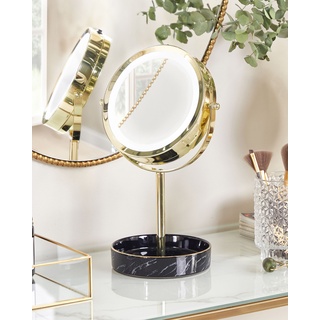 Kosmetikspiegel gold / schwarz mit LED-Beleuchtung ø 26 cm SAVOIE