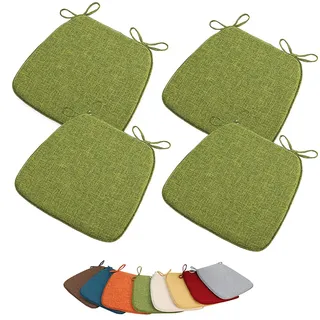 PLCIVSA Stuhlkissen Halbrund 38×35/40×38/42×40cm Leinen Sitzpolster mit Memory-Schaum Sitzauflage Sitzpolster rutschfest Waschbare Abnehmbar,für Indoor/Outdoor,Küche,Büro(A2,4pcs:38x35cm/15x14in)