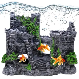 Fahibin Aquarium Deko Groß Castle, Aquarium Simulation Schloss Dekoration, Harz Schloss Ornamente für Fisch, Garnele, Schildkröte