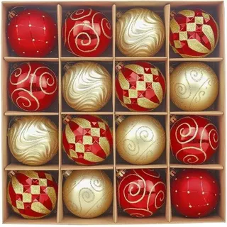 Famanu Weihnachtskugeln Luxus Weihnachtsdekoration - Weiß und Gold - 16 Stück - Hängende Kugeln für den Weihnachtsbaum