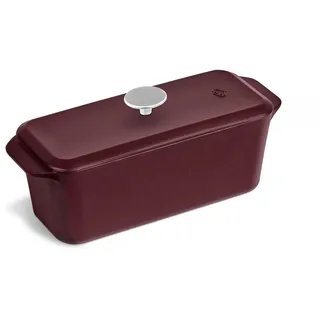 Springlane Kitchen Kastenform Gusseisen mit Deckel 3L, Emaillierte Brotbackform für saftiges Brot, Pasteten & Aufläufe, Robuster Gusseisenbräter 33,5 x 13 cm, Rot