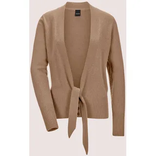 Madeleine Strickjacke Kaschmir-Strickjacke mit tiefem V-Ausschnitt und Bindeband Beige 36
