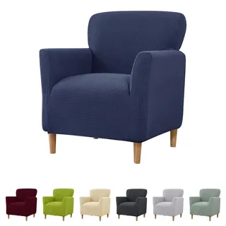 Sesselbezug - Dehnbarer Sessel Überzug für Sessel & Polsterstühle & Ohrensessel - Sessel Bezug - Sesselhusse für Wohnzimmer, Büro Abdeckung zum Schutz vor Flecken, Verschleiß (Marineblau)