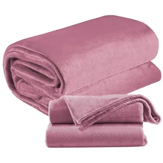 Wohndecke EO-9517, ecosa, atmungsaktiv,Kuscheldecke,Sherpa,Kuscheldecke,Tagesdecke rosa