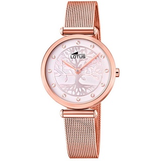 Lotus Quarzuhr LOTUS Damen Uhr Fashion 18710/2, Damenuhr rund, klein (ca. 29mm) Edelstahlarmband rosegold rosa