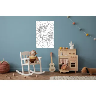 Queence Wandsticker QUEENCE "Einhorn am Himmel", weiß, B:60cm H:90cm, Vinyl, Wandtattoos, DIY-Wandsticker zum Bemalen
