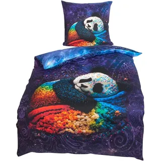 Traumschlaf Mako-Satin Tiere Lila 155 x 220 cm + 80 x 80 cm