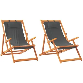 vidaXL Strandstühle 59 x 59 x 108 cm grau 2 St.