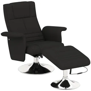 HOMCOM Relaxsessel mit Hocker 360° Drehbarer Fernsehsessel, Schwarz