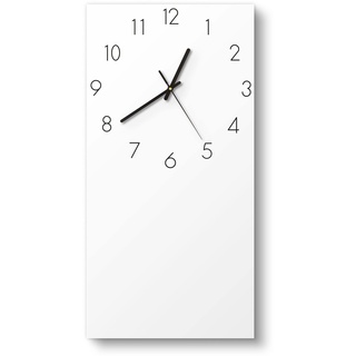 DEQORI Glasuhr | horizontal 30x60 cm | Unifarben - Weiß | große XXL Design Uhr aus Glas | leise Wanduhr für Wohnzimmer & Küche | Moderne Hingucker Uhr für die Wand