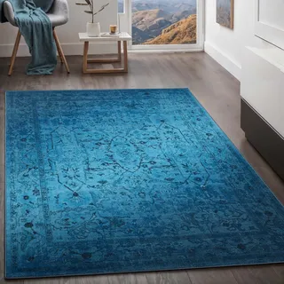 Taracarpet Teppich Kurzflorteppich, Wohnzimmerteppich, Orientteppich aus Polyester n Regenbogenfarben absolut Modern fürs Wohnzimmer Schlafzimmer Kinderzimmer blau 160x230 cm