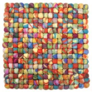 Theko Filzteppich, Mehrfarbig, Textil, Abstrakt, Quadratisch, 34x34 cm, für Fußbodenheizung geeignet, Teppiche & Böden, Teppiche, Naturteppiche