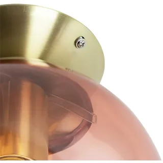 QAZQA Pallon 1-flammig kugelförmig rosa Glas Messing