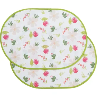 Erwin Müller Platzset Tischset 2er-Pack, abwaschbar Blumen grün|rosa
