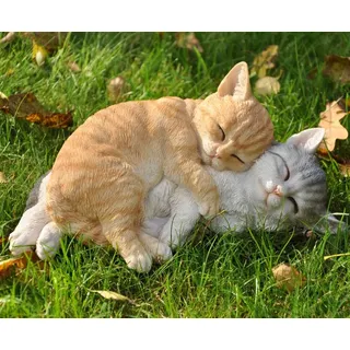 Dazikemo Gartenfigur Dekofigur Zwei schlafende Katzen
