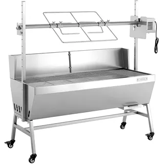 Spanferkelgrill Holzkohlegrill Drehspieß Motor 60kg BBQ Edelstahl Lammgrill