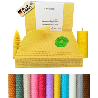 Wachsmann Bienenprodukte Bastelnaturmaterial Bienenwachsplatten, 20 x 15 cm, 20 Stück, 100% echtes Bienenwachs gelb