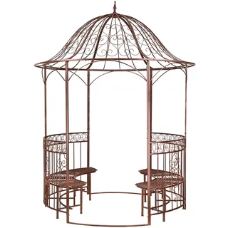 Metall Pavillon Garten Rosenpavillon Rankgitter mit Bank antik-kupfer-Look