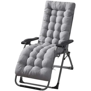 Auflagen für Gartenliegen, Anti-Rutsch Kissen Liegenauflage, Dick Garten Liege Stuhl Polster, Tragbare Innenhof Gepolstertes Bett Relax-Liegestuhl für Reisen,Urlaub,Innen,Außen 170x53x8cm,Grau