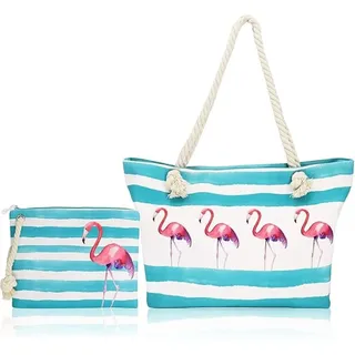 LA CUTE Strandtasche XXL Strandtasche große kleine Tasche langlebig Strand Reisen (Strandtaschen-Set für unterschiedliche Bedürfnisse., 2-tlg., Inklusive einer großen & einer kleinen Strandtasche), Wasserabweisende Innentasche für nasse Gegenstände, faltbare Design.