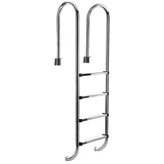 Mucola Poolleiter Poolleiter Edelstahl Schwimmbad Leiter Sicherheitsleiter Pool Treppe (Stück, Leiter), Edelstahl V2A silberfarben 4-stufig | 182 cm